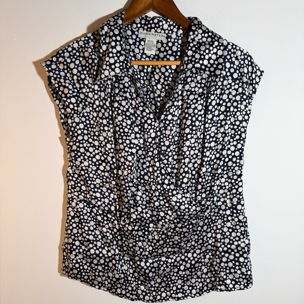 Doncaster Silk Black and White Polka Dot Women Top